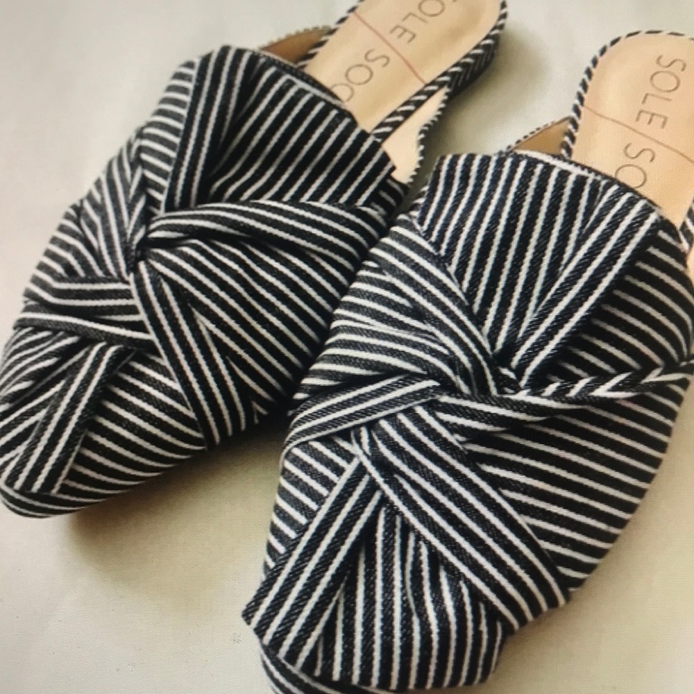 Sole society women’s canvas textile bow mule slides shoes
